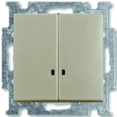 Выключатель двухклавишный с подсветкой ABB Basic 55 (шампань)