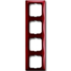 Четырехместная рамка с декоративной накладкой ABB Basic 55 (красная)